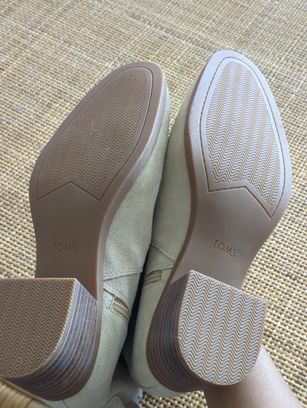 TOMS Cream Suede Stitched Ankle Booties - Picture 4 of 6